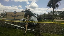 Downed power pole at FECR's Bowden Yard